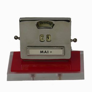 Vintage Art Deco Acrylic Glass and Chrome Plated Perpetual Calendar from Jakob Maul-EY-546621