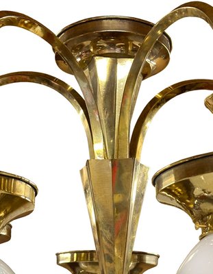 Vintage Art Deco Brass Chandelier, 1930s-XSL-2033827