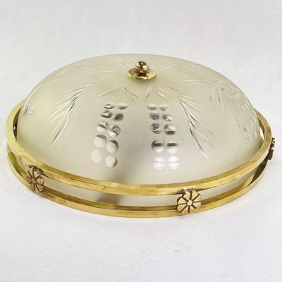 Vintage Art Deco Brass Plafoniere Ceiling Lamp-JUZ-938421