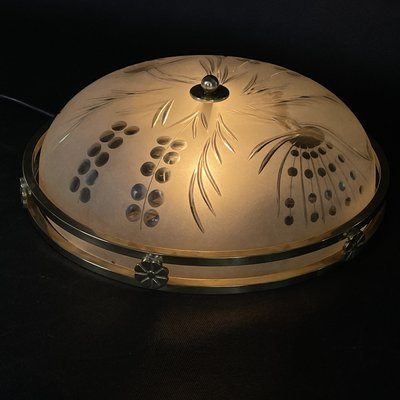 Vintage Art Deco Brass Plafoniere Ceiling Lamp-JUZ-938421