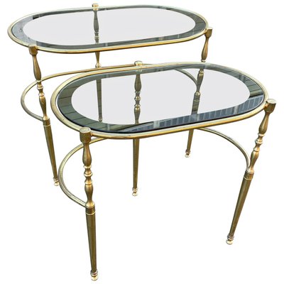 Vintage Art Deco Brass Side Tables, Set of 2-MXB-1240011