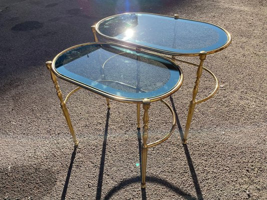 Vintage Art Deco Brass Side Tables, Set of 2-MXB-1240011