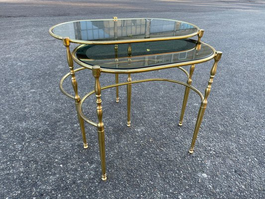 Vintage Art Deco Brass Side Tables, Set of 2-MXB-1240011