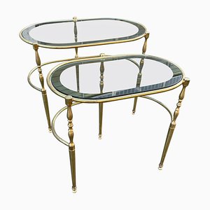 Vintage Art Deco Brass Side Tables, Set of 2-MXB-1240011