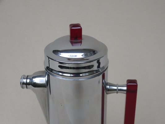 Vintage Art Deco Chrome-Plated, Red Catalin & Stainless Chrome Shaker-EY-655914