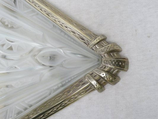 Vintage Art Deco Etched Glass & Nickel-Plated Wall Lights from Frontisi, Set of 2-EY-646961