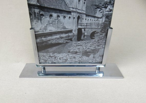 Vintage Art Deco French Chrome Picture Frame-EY-727758