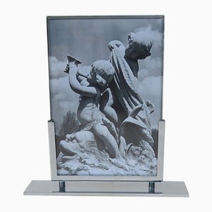 Vintage Art Deco French Chrome Picture Frame-EY-727758