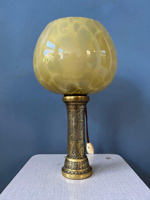 Vintage Art Deco Glass Lamp with Bronze Base-ZBK-1345726