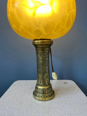 Vintage Art Deco Glass Lamp with Bronze Base-ZBK-1345726