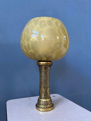 Vintage Art Deco Glass Lamp with Bronze Base-ZBK-1345726