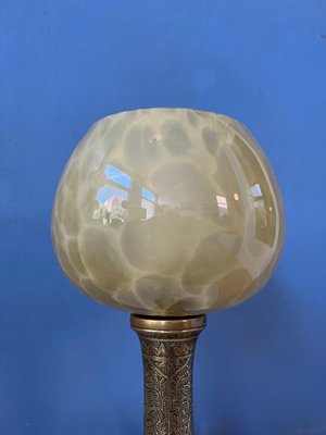 Vintage Art Deco Glass Lamp with Bronze Base-ZBK-1345726