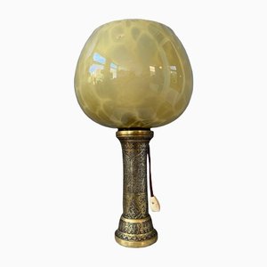 Vintage Art Deco Glass Lamp with Bronze Base-ZBK-1345726