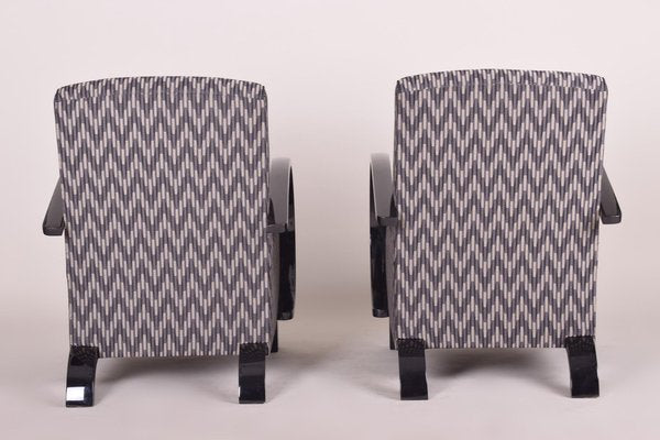 Vintage Art Deco Grey Lounge Chairs in Beech and Black Lacquer, 1930s, Set of 2-WHY-1231879