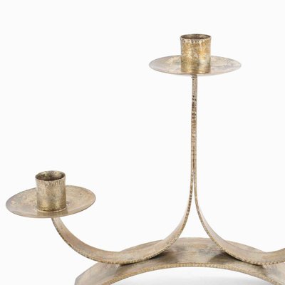 Vintage Art Deco Handmade Candlestick in Silver-Plated Brass, Germany, 1930s-ZCI-751931