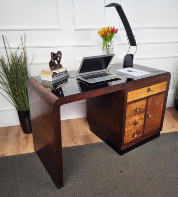 Vintage Art Deco Italian Waterfall Writing Desk in Walnut by Paolo Buffa, 1940s-EUP-1806553