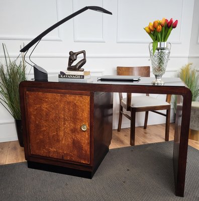 Vintage Art Deco Italian Waterfall Writing Desk in Walnut by Paolo Buffa, 1940s-EUP-1806553