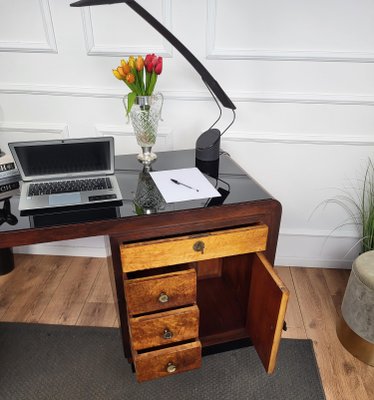 Vintage Art Deco Italian Waterfall Writing Desk in Walnut by Paolo Buffa, 1940s-EUP-1806553