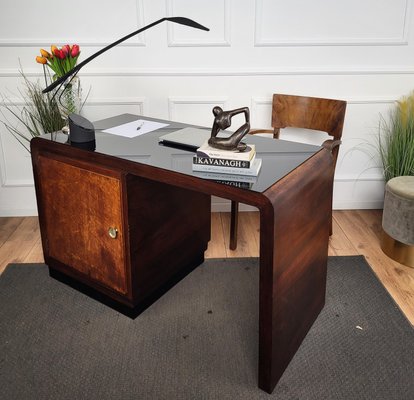 Vintage Art Deco Italian Waterfall Writing Desk in Walnut by Paolo Buffa, 1940s-EUP-1806553