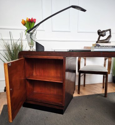 Vintage Art Deco Italian Waterfall Writing Desk in Walnut by Paolo Buffa, 1940s-EUP-1806553