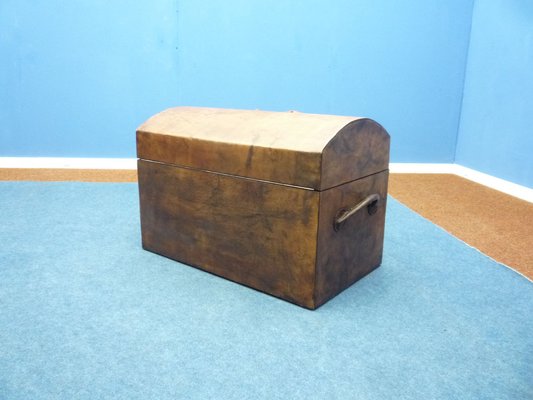 Vintage Art Deco Leather and Wood Chest-UG-1804408