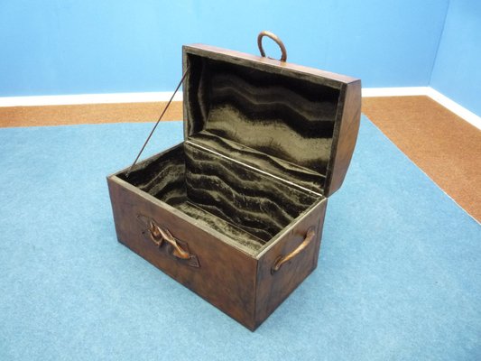 Vintage Art Deco Leather and Wood Chest-UG-1804408