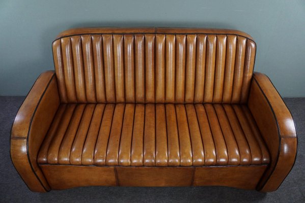 Vintage Art Deco Leather Sofa-HPP-1718842