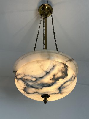 Vintage Art Deco Pendant in Alabaster and Brass, 1940s-YST-2016138