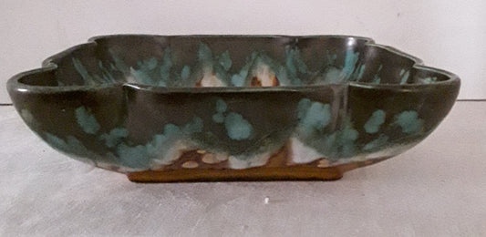 Vintage Art Deco Square Ceramic Fruit Bowl from Jaspe Longwy, France