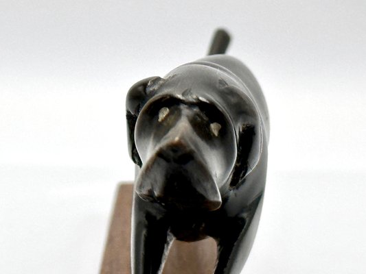 Vintage Art Deco Style Carved Hunting Dog Figurine, 1950s-ZCY-1736836