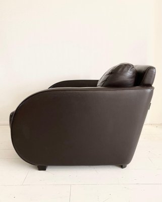 Vintage Art Deco Style Lounge Chair in Brown Leather from Roche Bobois-LL-1320084