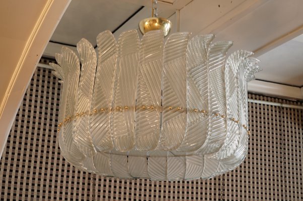 Vintage Art Deco Style Murano Ceiling Lamp in the Style of Barovier & Toso, 1970s-UH-772172