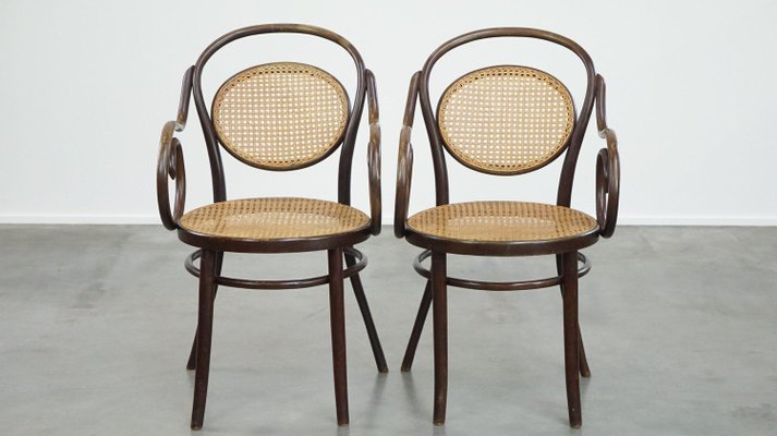 Vintage Art Nouveau Bistro Chairs from Thonet, Set of 4-HPP-2034388