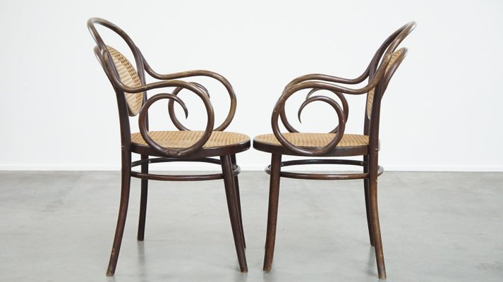 Vintage Art Nouveau Bistro Chairs from Thonet, Set of 4-HPP-2034388