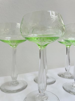 Vintage Art Nouveau Crystal Glasses in Uranium Glass from Villeroy & Boch, 1920s, Set of 5-RZY-2033654