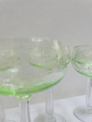 Vintage Art Nouveau Crystal Glasses in Uranium Glass from Villeroy & Boch, 1920s, Set of 5-RZY-2033654