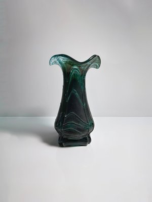 Vintage Art Nouveau Iridescent Glass Flower Vase Green from Weinfurtner Glashütten, Germany, 1980s-VTK-2020048