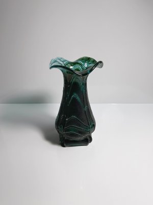 Vintage Art Nouveau Iridescent Glass Flower Vase Green from Weinfurtner Glashütten, Germany, 1980s-VTK-2020048