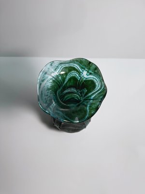 Vintage Art Nouveau Iridescent Glass Flower Vase Green from Weinfurtner Glashütten, Germany, 1980s-VTK-2020048