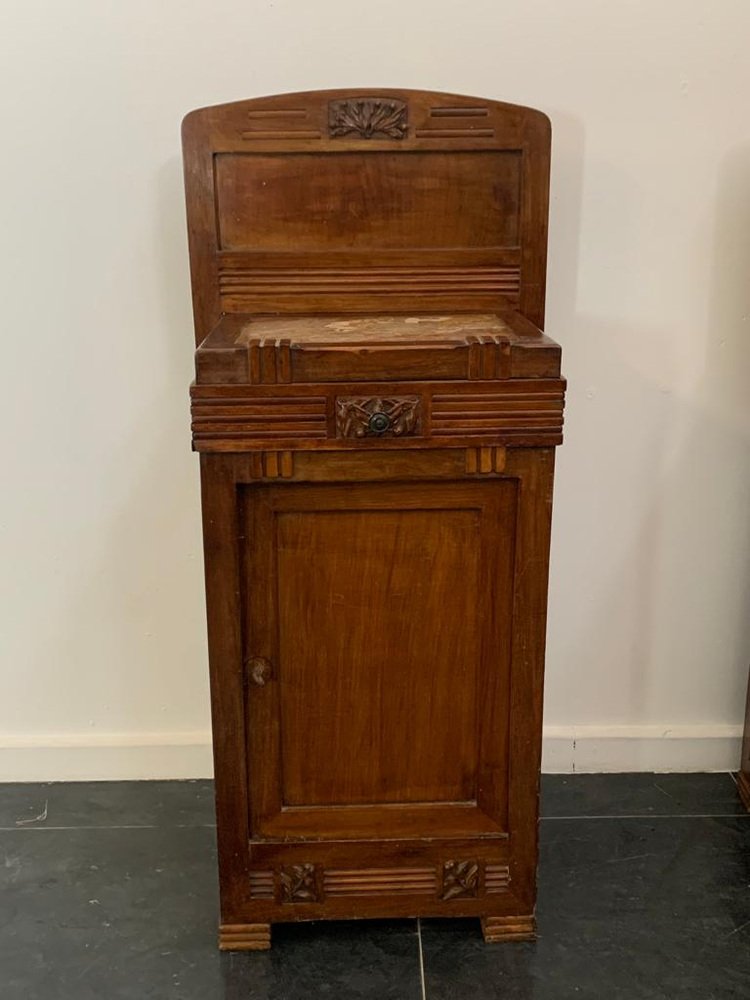 Vintage Art Nuveau Bedside Tables in Cherry, Set of 2