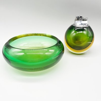 Vintage Ashtray & Lighter, in Murano Glass from Seguso, 1960s, Set of 2-OLY-1705784