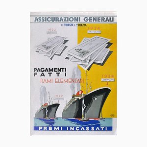 Vintage Assicurazioni Generali Poster - Offset Print on Cardboard 20th Century-ZCI-772454