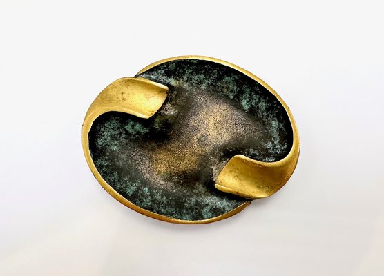 Vintage Austrian Elliptical Brass Ashtray attributed to Franz Hagenauer, 1950s-ZCY-1750456