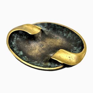 Vintage Austrian Elliptical Brass Ashtray attributed to Franz Hagenauer, 1950s-ZCY-1750456