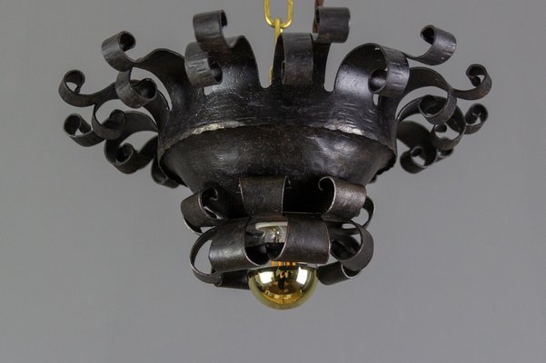 Vintage Austrian Wrought Iron Ceiling Lamp by Josef Schmirler-KEG-973905