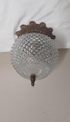 Vintage Ball Ceiling Lamp in Glass & Metal, 1970s-HOI-1820890