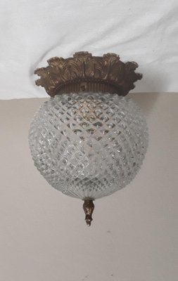 Vintage Ball Ceiling Lamp in Glass & Metal, 1970s-HOI-1820890