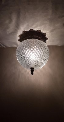 Vintage Ball Ceiling Lamp in Glass & Metal, 1970s-HOI-1820890