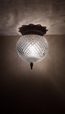 Vintage Ball Ceiling Lamp in Glass & Metal, 1970s-HOI-1820890