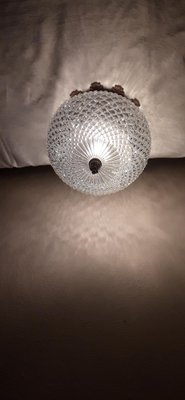 Vintage Ball Ceiling Lamp in Glass & Metal, 1970s-HOI-1820890